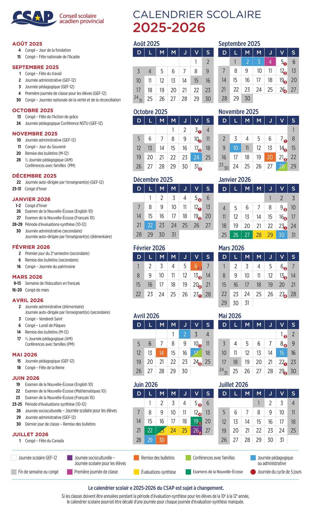 2025 05 09 Calendrier scolaire Numérique